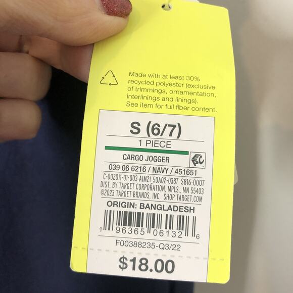 All In Motion NWT Boys' Flexible Drawstring Navy Cargo Joggers Size Small 6/7 - Picture 5 of 9